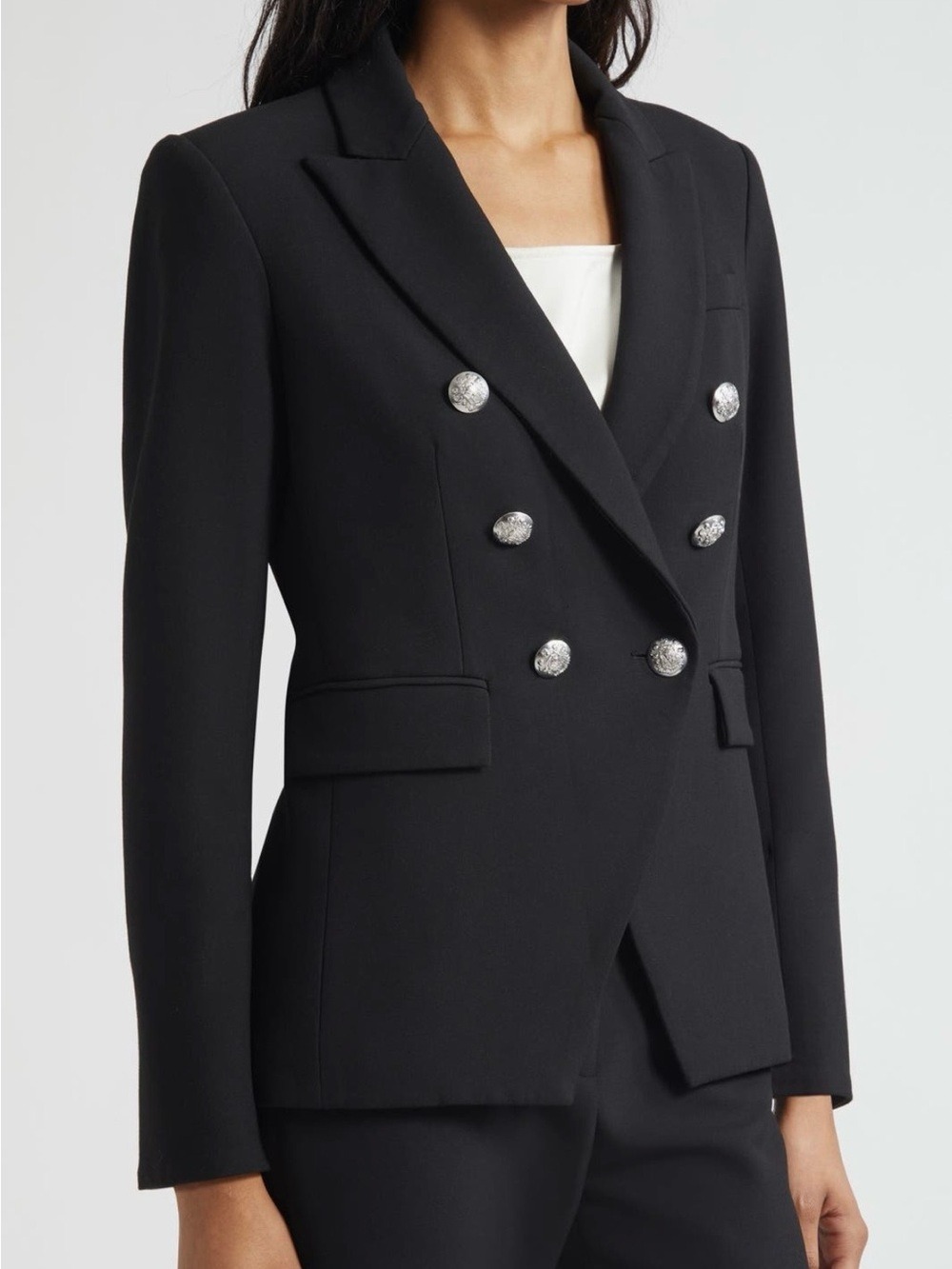 Veronica Beard Miller Dickey Jacket, Black with Silver Buttons, Size 2